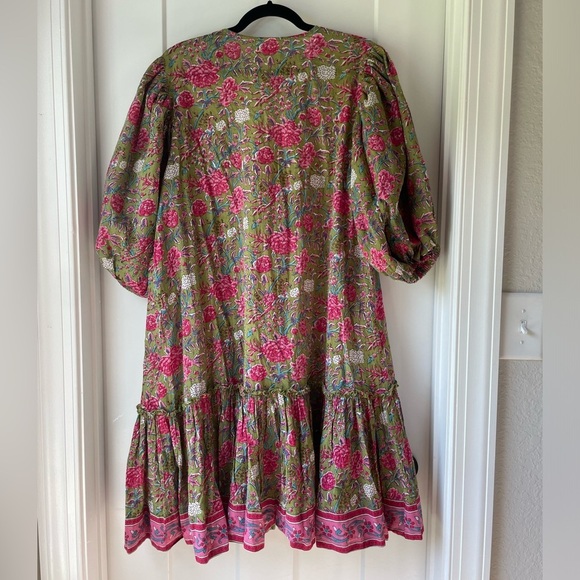 Lola Australia Block Print Cotton Boho Dress Size Large - Picture 7 of 9